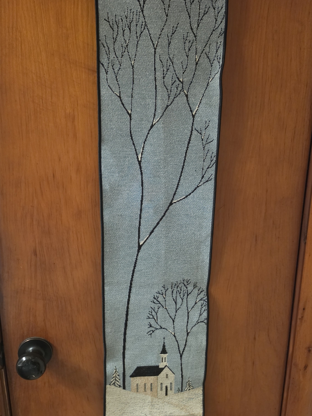 Warren Kimble Embroidered Winter Chapel Wall Hanging - Blue